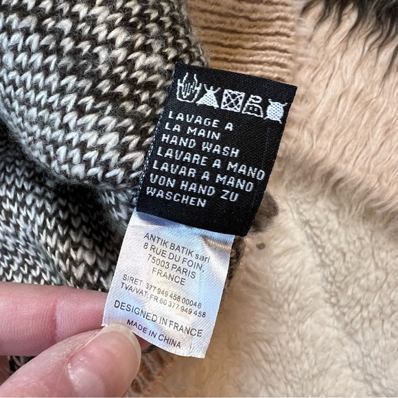 ANTIK BATIK black cream fuzzy mohair tribal pattern sweater - FR 42 - Picture 6 of 6